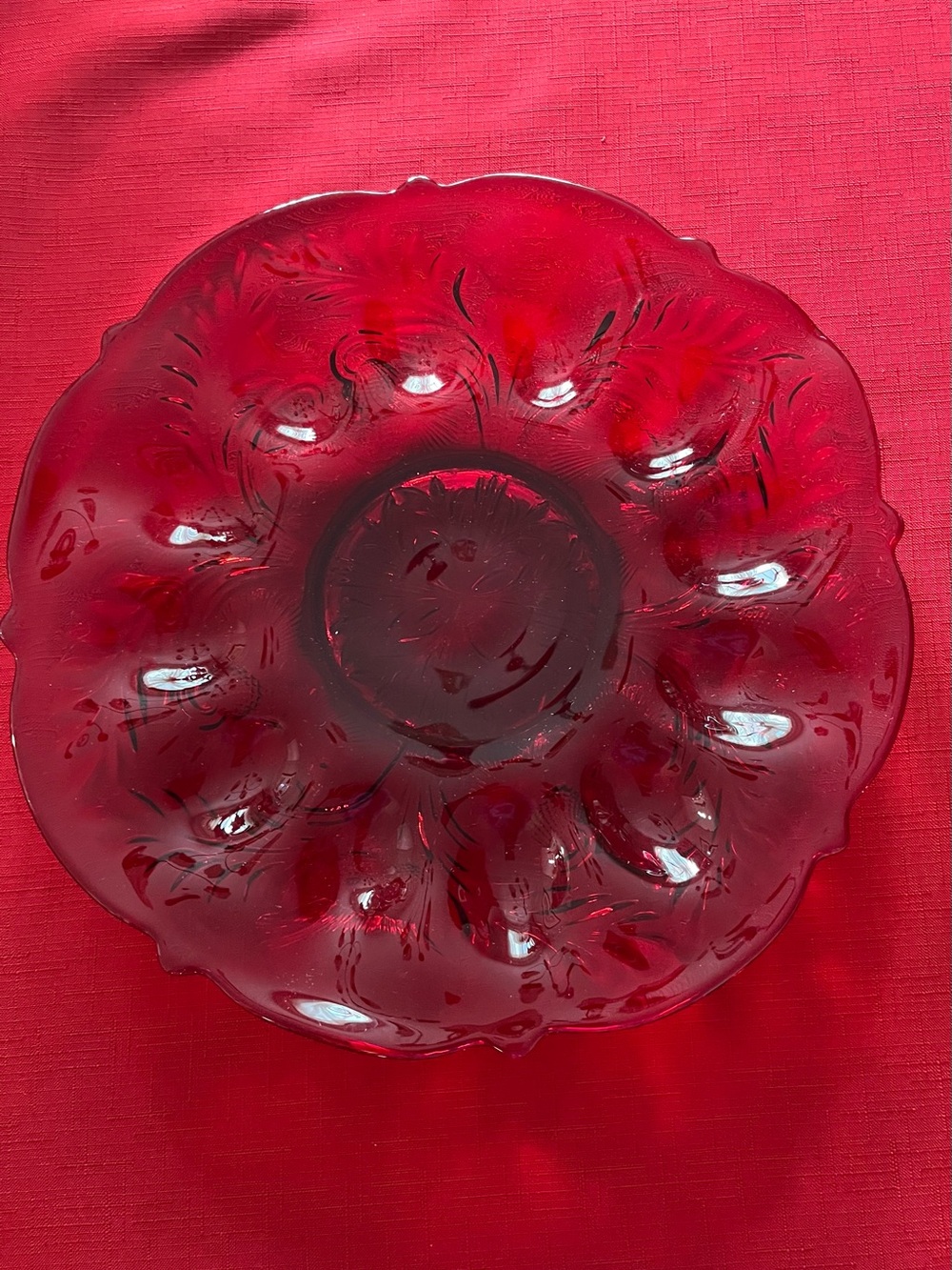 Vintage Red Glass Serving Plate